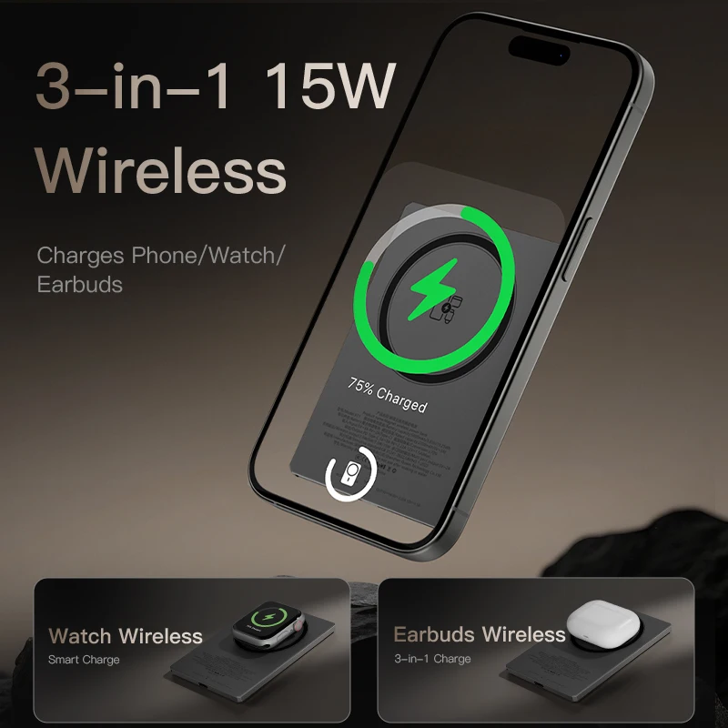 Фото CCC 3-в-1 Power Bank 20 Вт Быстрое зарядное устройство Портативный внешний аккумулятор Powerbak для Magsafe для iPhone 12-17 Pro Watch Airpods Samsung №3