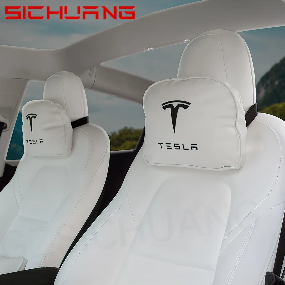 

Шейная Подушка Tesla, подголовник, задняя подушка, поддержка поясницы, кожаная Автомобильная спинка сиденья для Tesla модели Y S X, модель 3, аксесс...