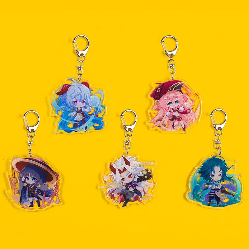 

Anime Genshin Impact Keychain Xiao Ganyu Figure Key Chain Delicacy Bag Pendant Zhongli Yea Miko Keyring Exquisite Gift For Fans
