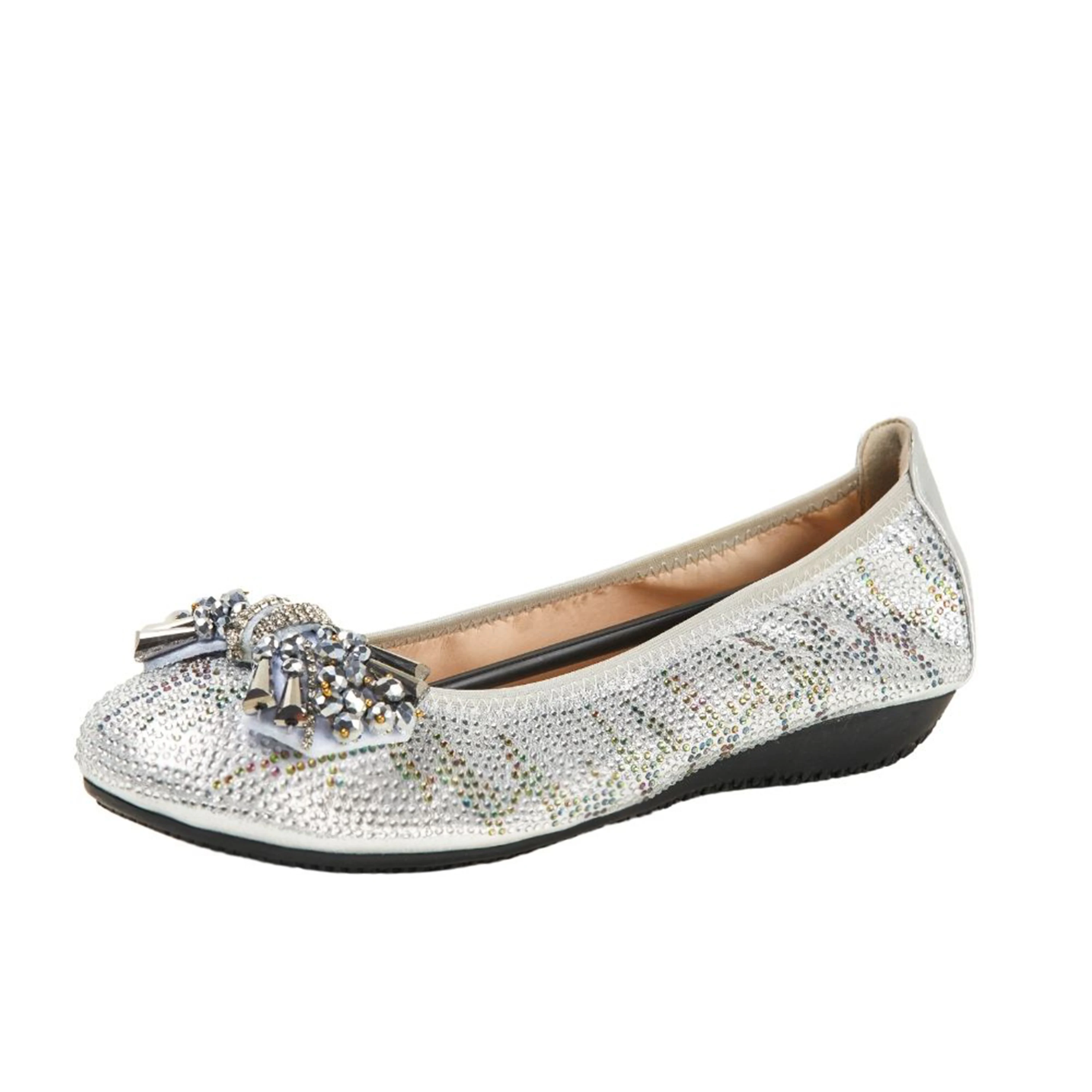 Bowknot Knotted Round Toe Wide Width Plus Size 42 43 Comfort Walking Shoes for Lady Flat Flexible Ballet Flats Women's Flats