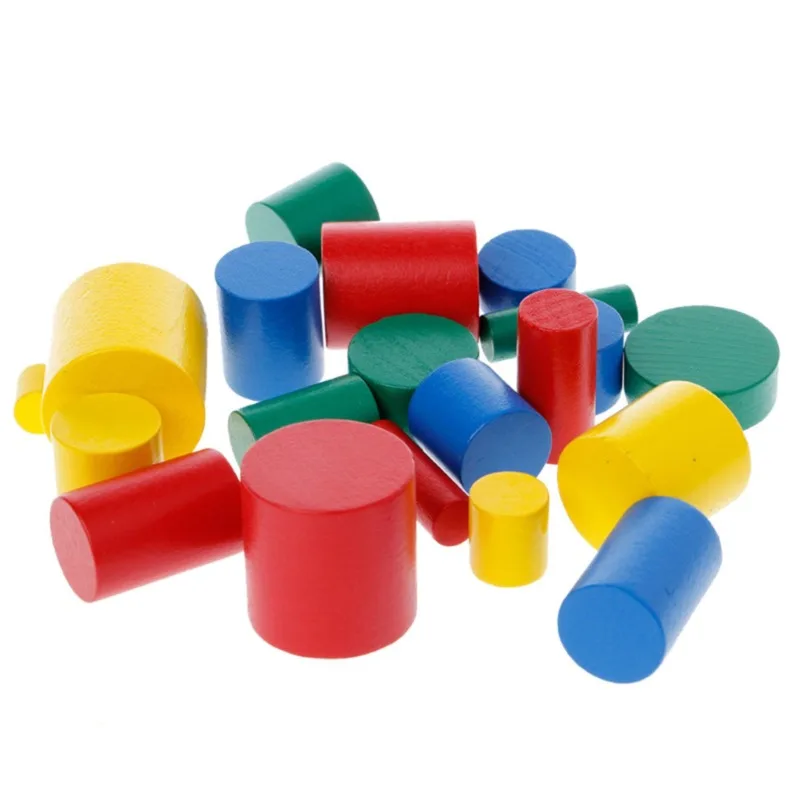 

Montessori Wooden 4 Different Colorful Cylinders Educational Math Toys Preschool Kids Children Early Teaching Gift