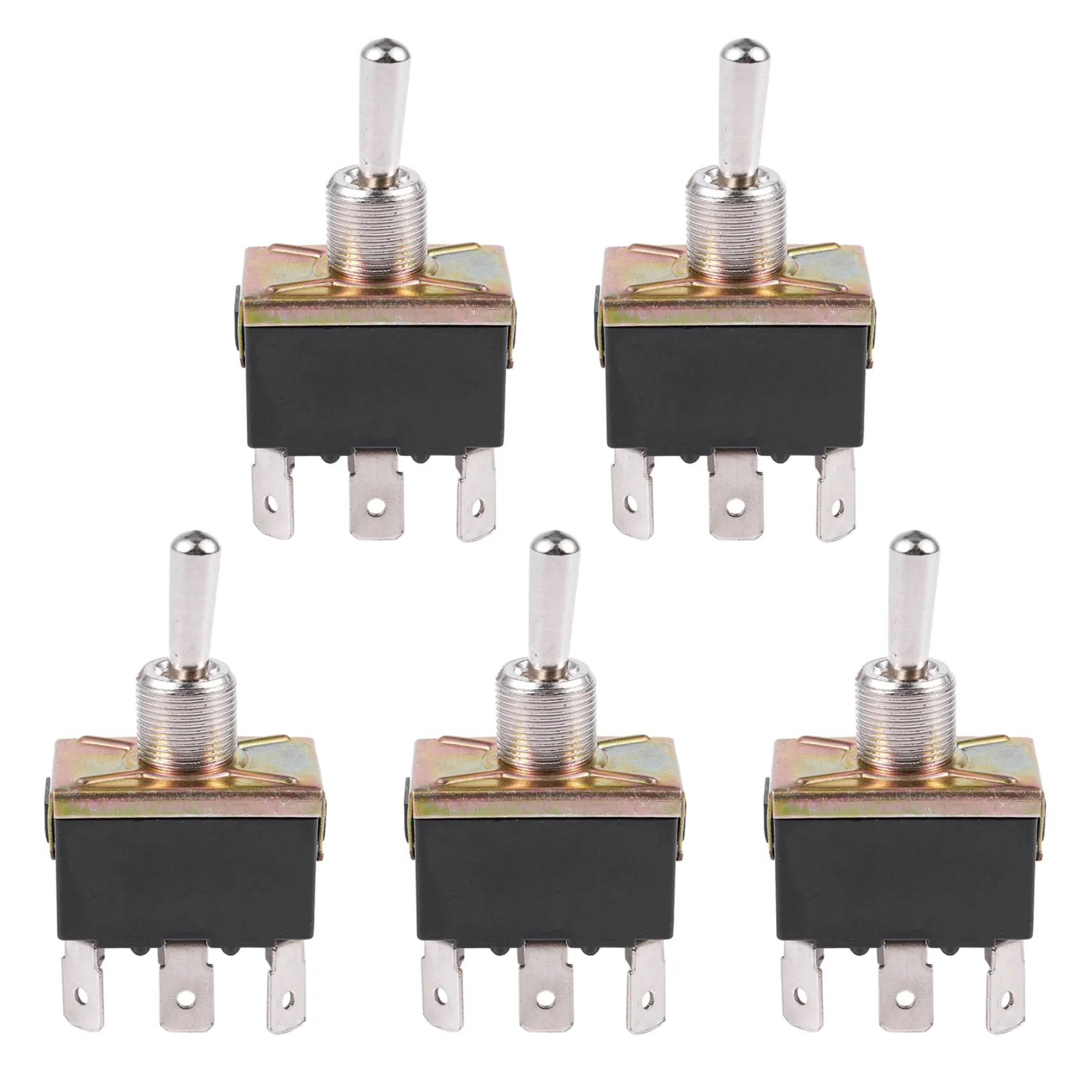

5X AC 250V/10A 125V/15A DPDT 3 Position ON/OFF/ON 6 Pins Toggle Switch Black+Silver