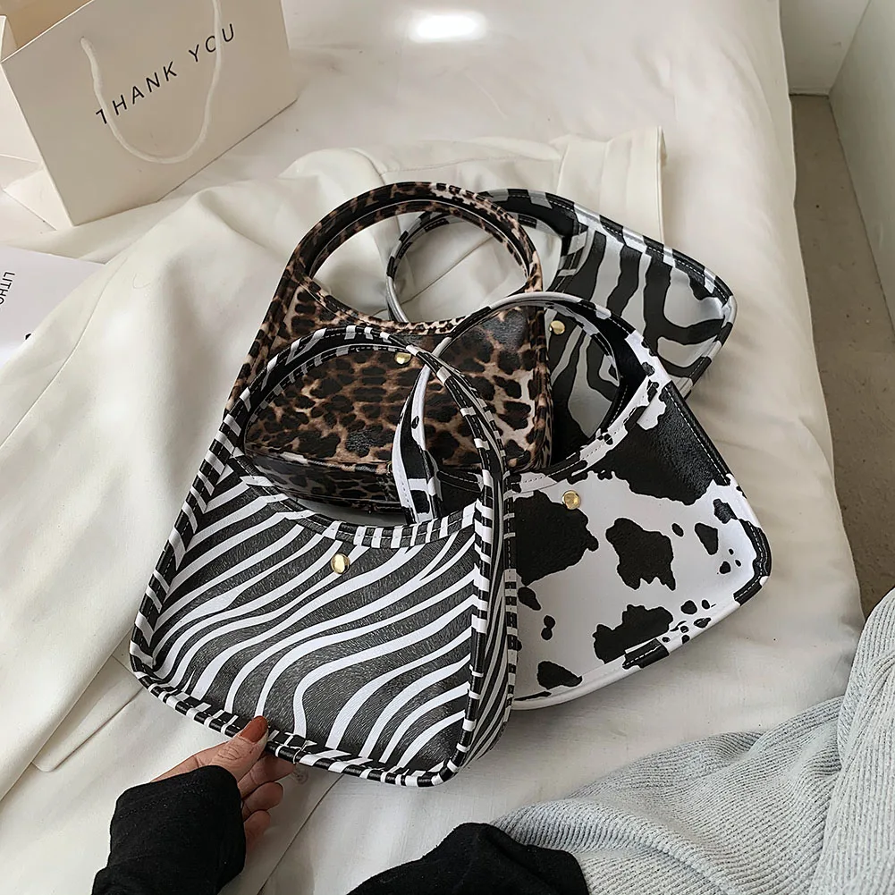 

2021 New Women's Fashion Handbags Women Animal Pattern Printing PU Leather Handbag Casual Ladies Small Hobos Purse