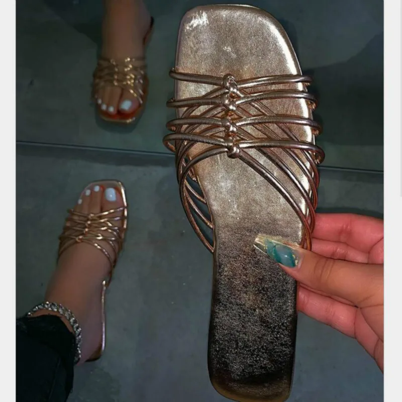 

Женские шлепанцы с плоской подошвой, пляжные сандалии, дышащие, однотонные, летняя модель