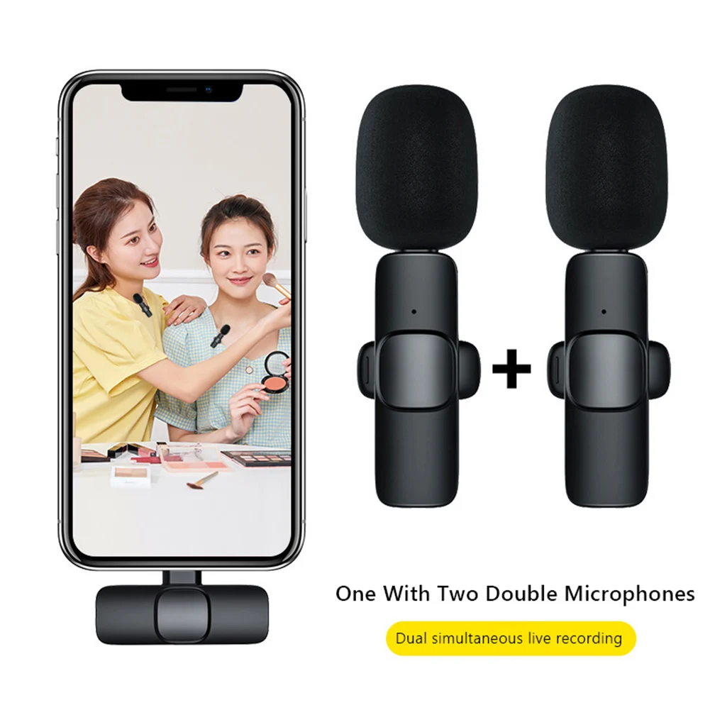 

Wireless lavalier microphone portable audio video recording mini microphone for iPhone Android live game phone microphone