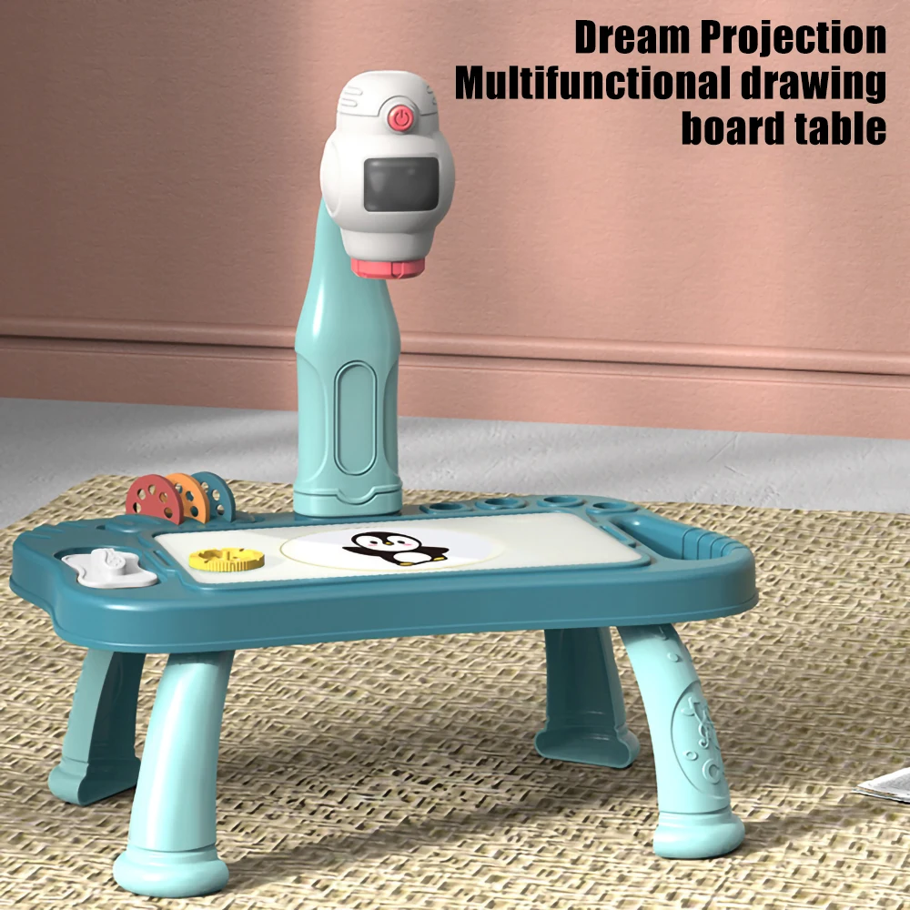 

Children LED Drawing Message Board Projector Kids Painting Table Toys Desk Arts Crafts Educational Learning Paint Tool Toy Girl