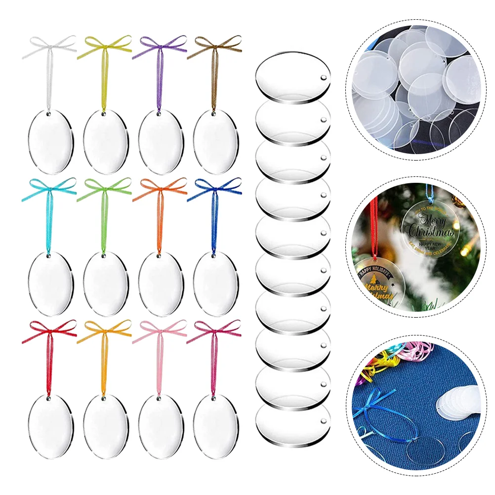 

1 Set of Ornament Blanks Keychain Blanks for Vinyl DIY Keychain with Ribbons