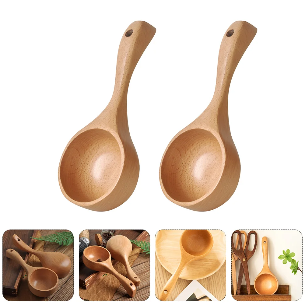 

Spoon Spoons Water Soup Scoop Wood Ladle Ladles Kitchen Wooden Cooking Poon Chinese Bailer Dipper Rinse Ton Won Wonton Utensils