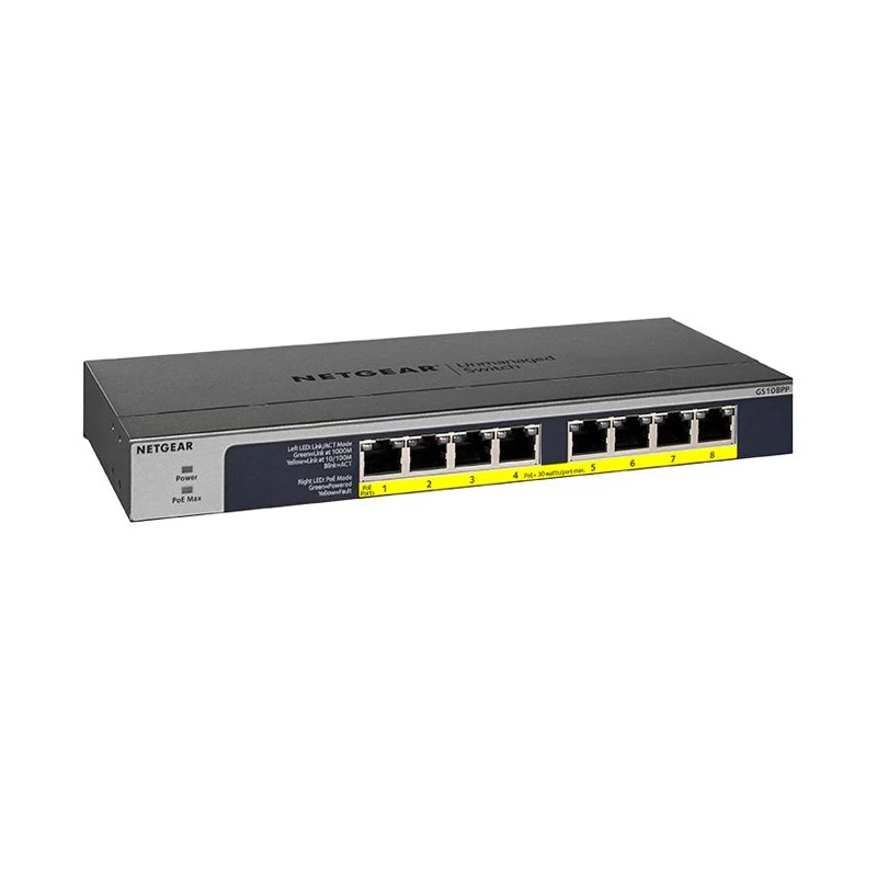 NETGEAR GS108PP 8-Port Gigabit Ethernet High-power PoE+ Unma