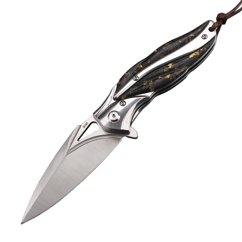 

Карманный нож M390, складной клинок из углеродного волокна и акрила со стальной ручкой, для выживания, охоты, кемпинга, повседневного использования