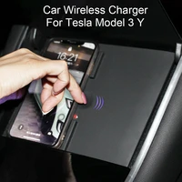 for tesla model 3 y car wireless charger usb ports fast charger dual phones accessories carbon abs new