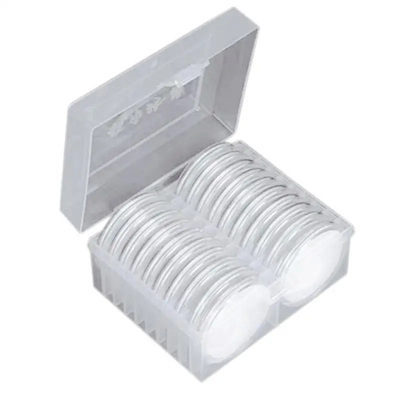 

Coin Storage Case 20 Pieces Coin Holder And 7 Sizes 16/20/25/27/30/38/46mm Protect Gasket Dust-Proof Coin Holder For Coin