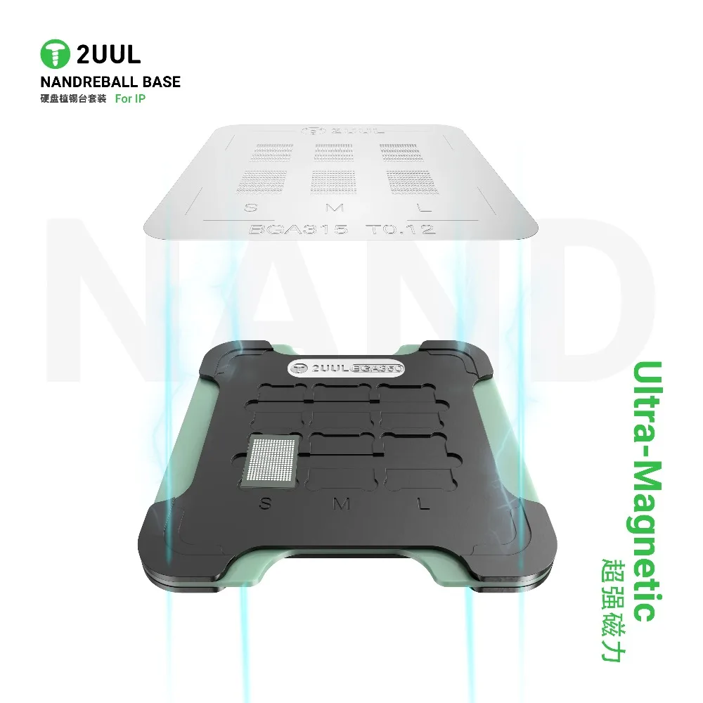 Фото 2UUL BH16 NAND База для реболлинга Магнитная двухсторонняя станция для ремонта BGA для IPhone BGA110/BGA350 NAND Набор инструментов для ремонта флэш-чипов №3