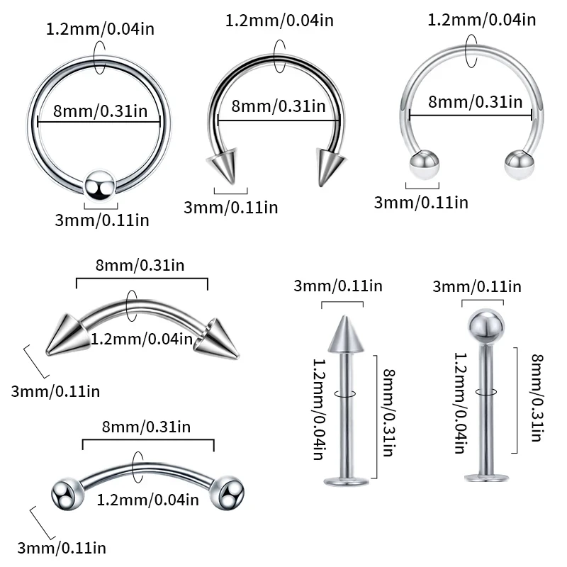 Кольцо для пирсинга из нержавеющей стали 40/5 шт.