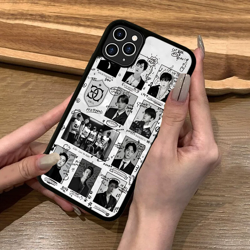 Корейский чехол для телефона Kpop-E-EXOS, силиконовый ПК + ТПУ для IPhone 11, 12, 13, 14, 15, 16 Plus Pro Max, чехол (art.: 3920cda20ff97) - 3920cda20ff97