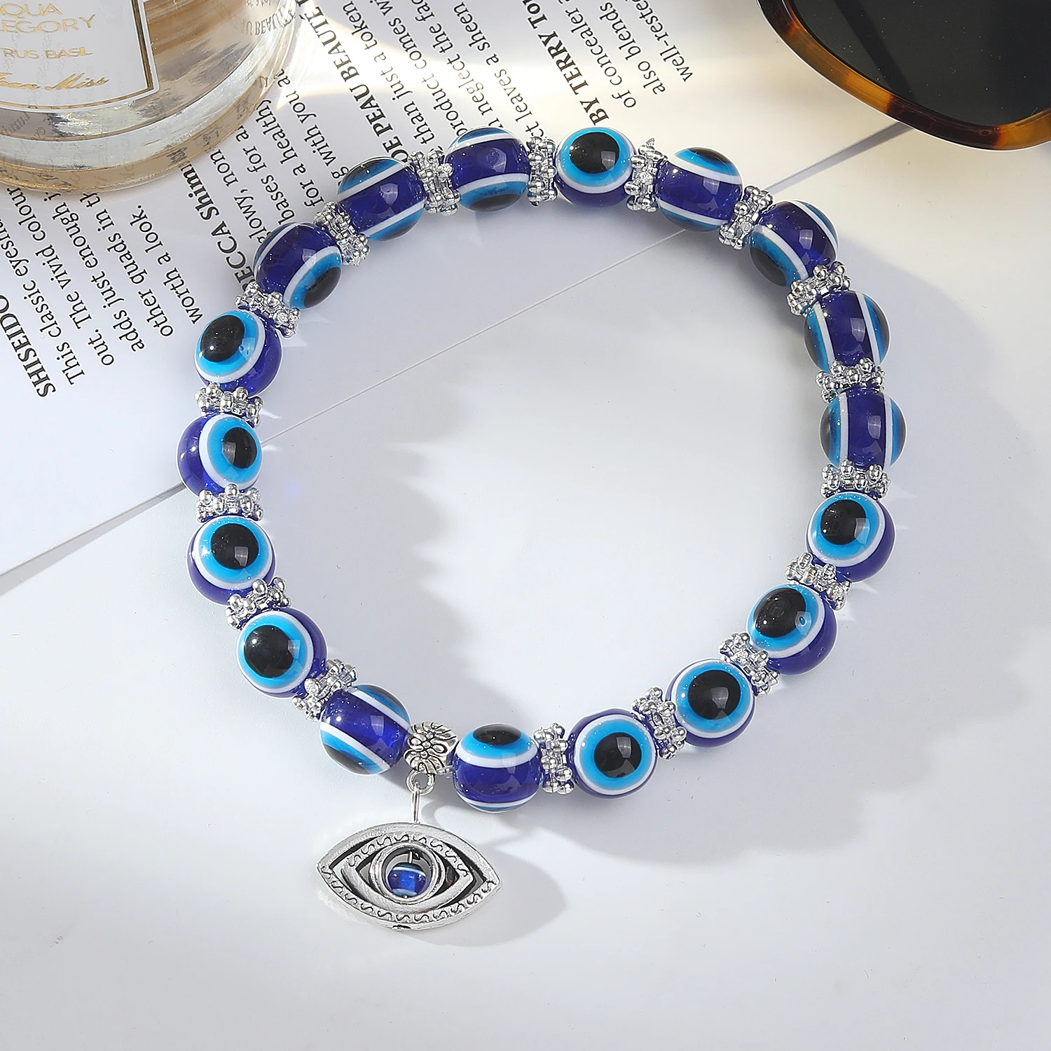 Счастливый турецкий голубой браслет на ногу с цирконием для женщин Винтажный