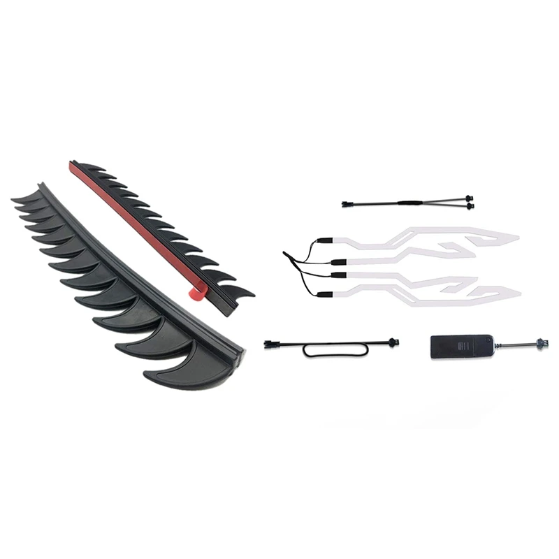 

Reflective Helmet Mohawk Spikes Rubber Camber Saw With 4PCS LED Night Light Riding Signal Helmet 3 Mode Bar (Ice Blue)