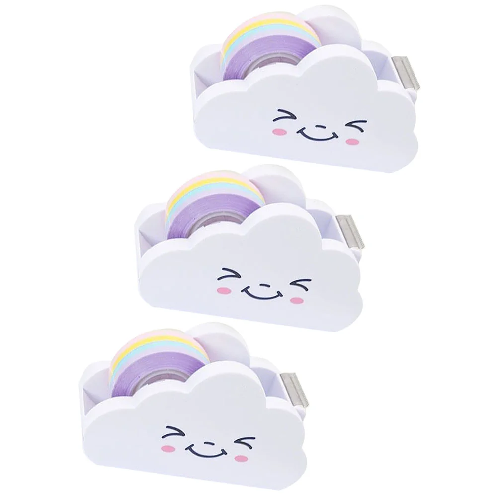 

3 Sets Label Stickers Tape Desktop Dispenser Office Supplies Accessories Fun Plastic Convenient
