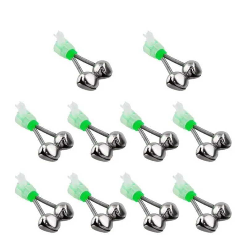 

ZWICKE 10PCS Rod Tip Clamp Fishing Pole Fish Bite Lure Alarm Alert Twin Bell Ring Clip Fishing Bells Fishing Accessory Gifts