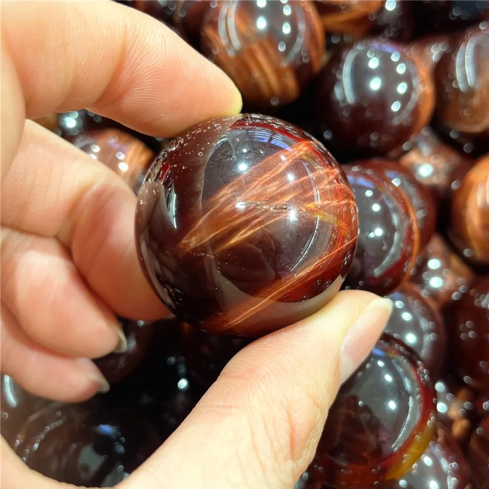 

7pcs Natural Red Tiger Eye Mineral Crystals Ball Feng Shui Good Energy Protection Stones Seven Chakras Array Accessories Spheres