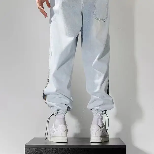 Jeans Men's Tide Brand Ins Loose Leggings Stitching Bear Pants Large Size Casual Nine-Point Pants Men Jeans For Men