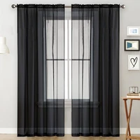 solid voile window curtains sheer door drape transparent tulle panel for home decor living room bedroom kitchen