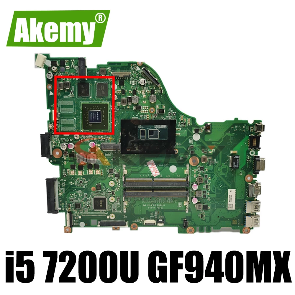 

DA0ZAAMB16E0 For ACER E5-575G E5-575 F5-573 P259 Laptop motherboard CPU i5 7200U DDR4 GPU GF940MX 2GB 100% test work