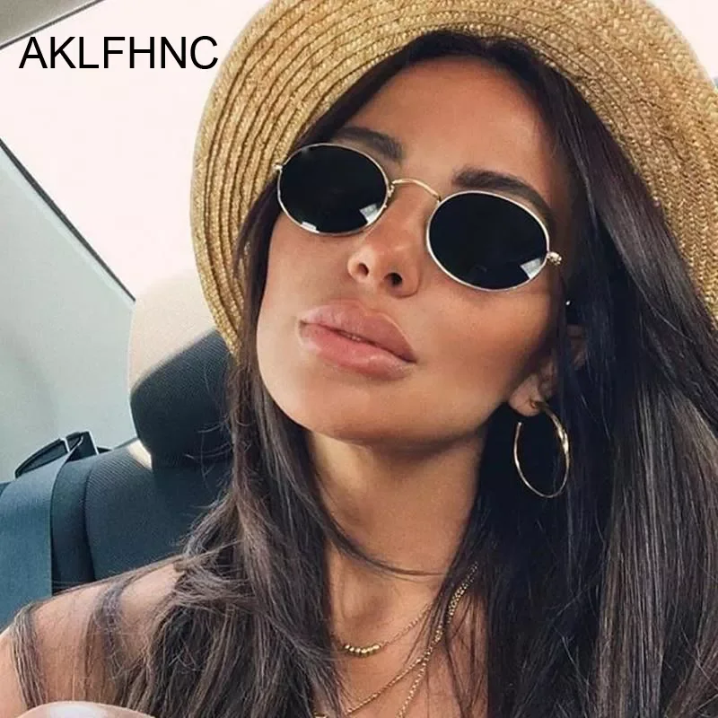 

New in Oval Mirror Sunglasses Women Pink Luxury Brand Designer Eyewear Shades Ladies Alloy Black Sun Glasses Female UV400 y2k ha