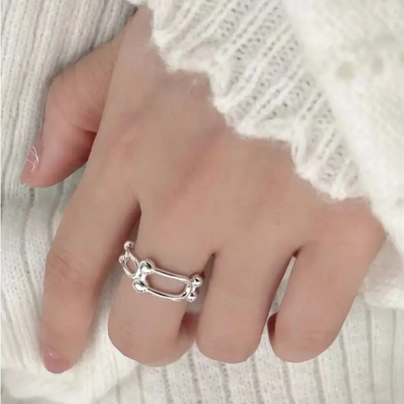

925 пробы Серебряное женское кольцо U-образное двойное открытое ювелирное изделие подарок на день святого Валентина для мужчин и женщин