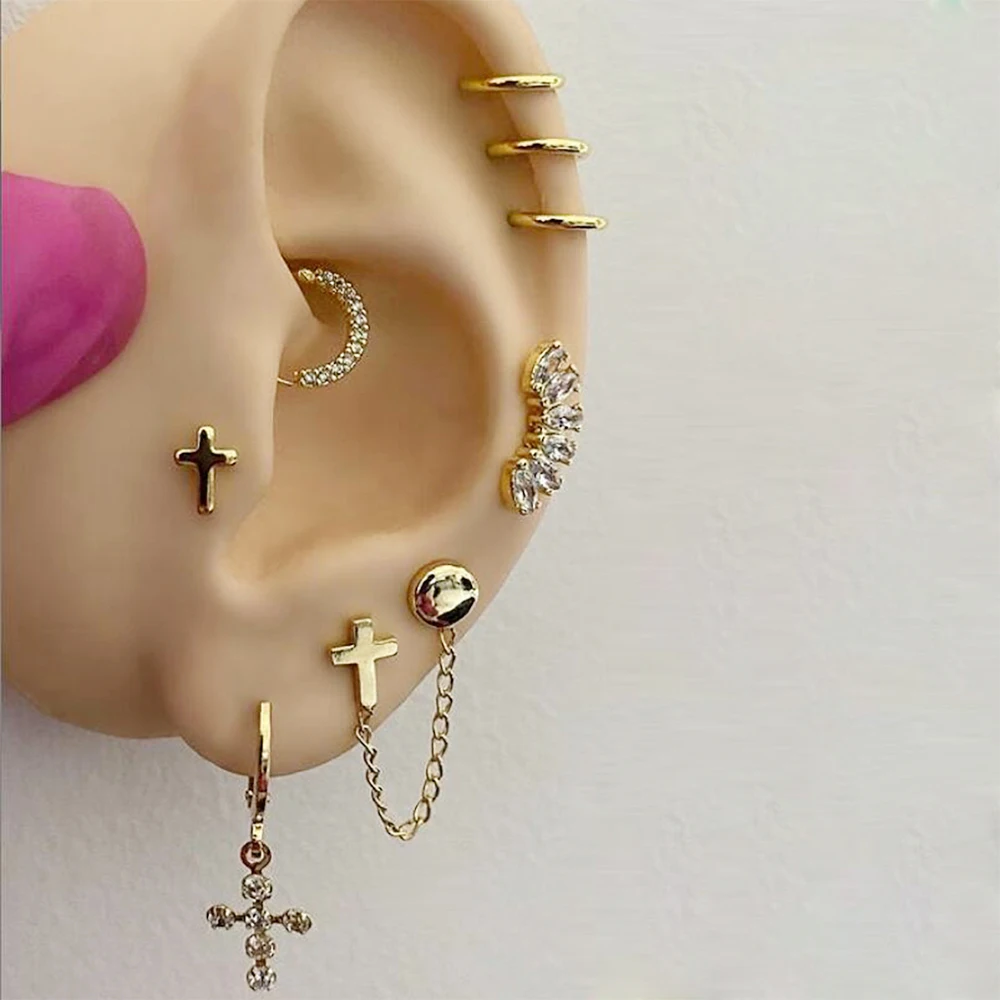 

Mixed Gold Cross Ear Cuff Non-Piercing Ear Clip Earrings for Women Men Fake Cartilage Earring Cuff Jewelry Wholesale