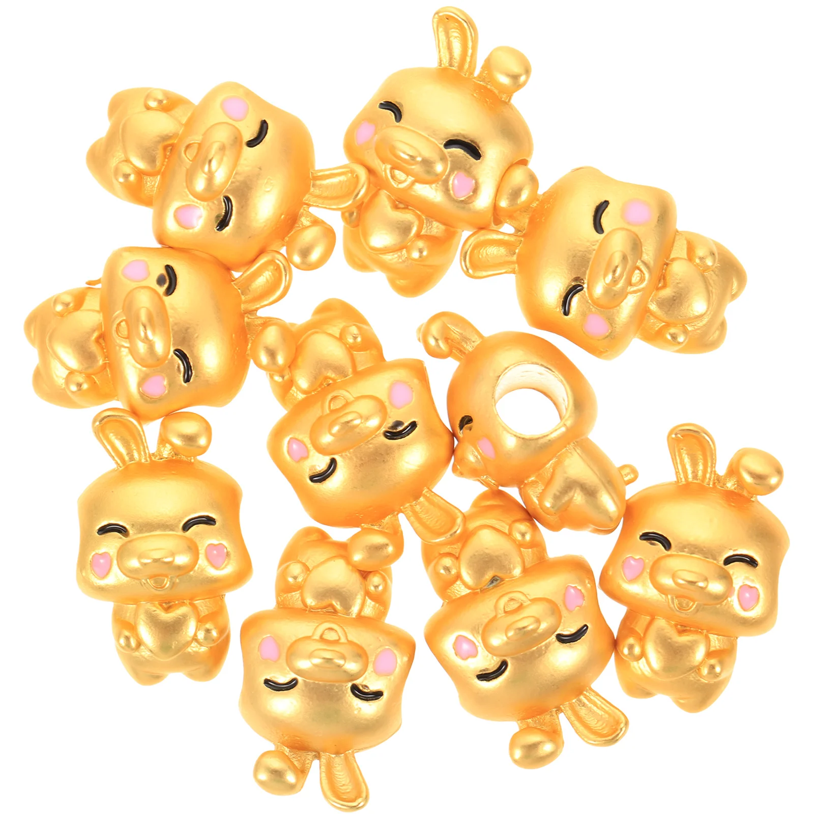 

10 Pcs Alloy Rabbit Spacer Beads Decorative Jewelry Making Cartoon Keychain DIY Accessory Vintage Decorate Loose