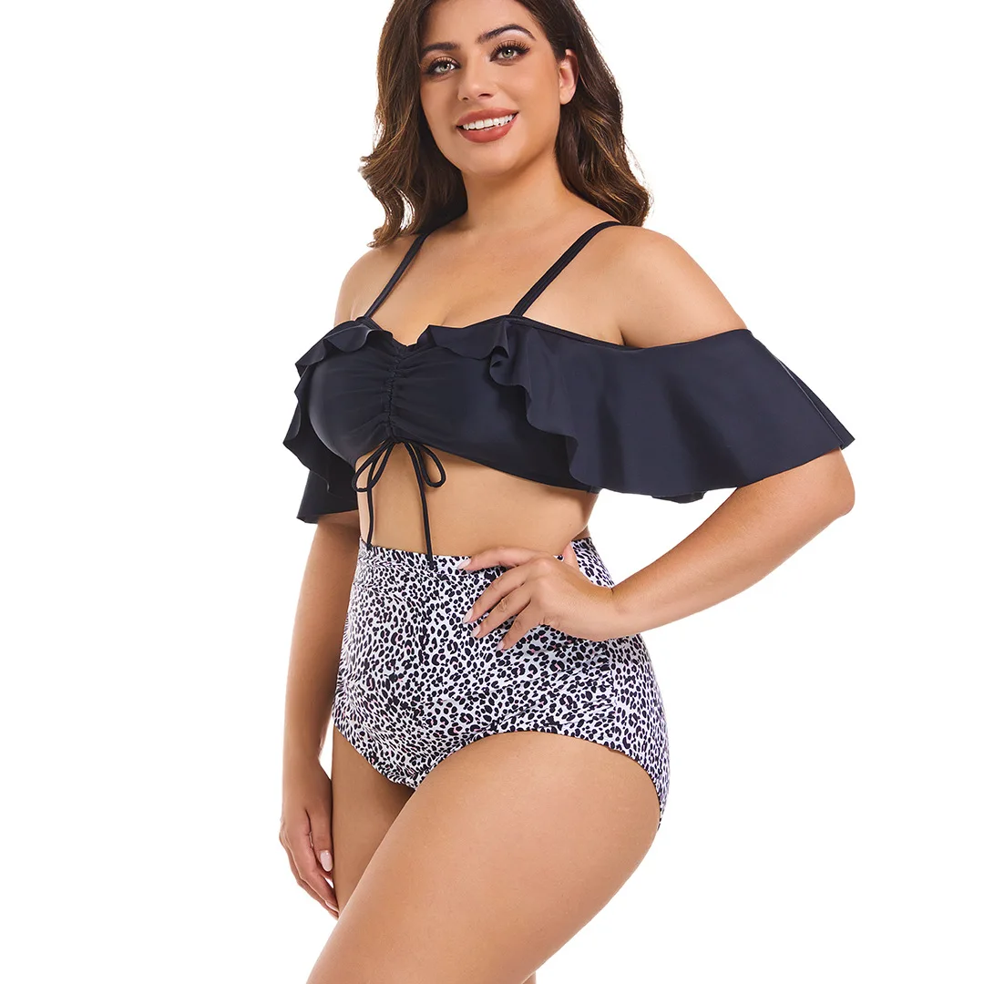 Пляжный отдых комплект бикини больших размеров для женщин купальники с рюшами