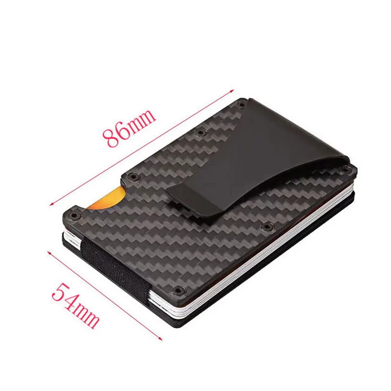 Men Carbon Fiber Credit Card Holder Wallet New Minimalist Blocking Slim Metal Cardholder Portable Credit Card Protect Clip