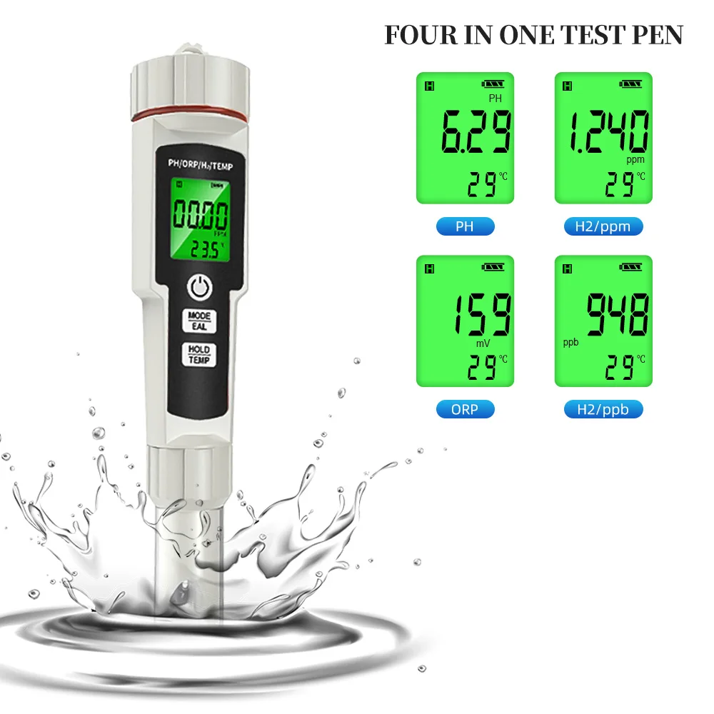 

Digital 4 in 1 Water pH Meter pH/H2/TEMP/ORP Electronic Swimming Pools ph Tester Aquarium,Aquario,Piscina,Hydroponics,Schwimmen