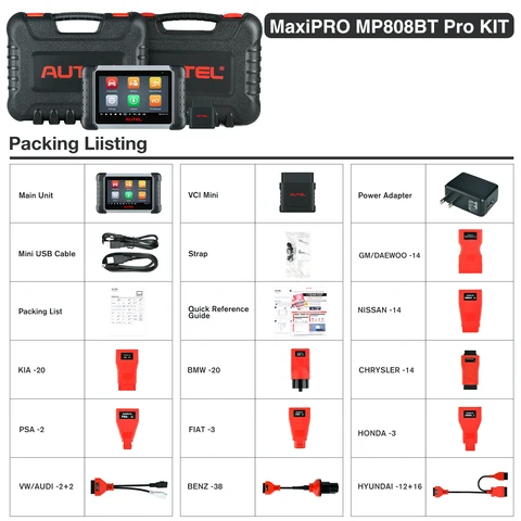 Профессиональный автомобильный сканер Autel MP808BT PRO 2025 года, двунаправленный сканер OBD2, кодирование ЭБУ, обновленное обслуживание 38+ MP808BT