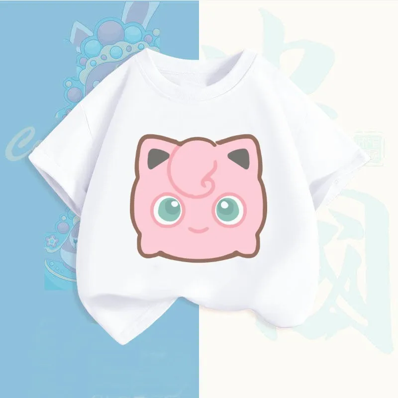 

Pokemon Anime Children's Short-sleeved New Pikachu Summer T-shirt Clothes Girly Heart Soft Clothes Kawaii Birthday Gift