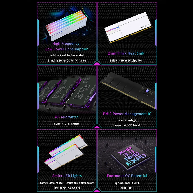 Asgard Valkyrie II series DDR5 RGB ОЗУ память для ПК 16 Гб X2 32 64 6400 МГц 6800 настольного компьютера