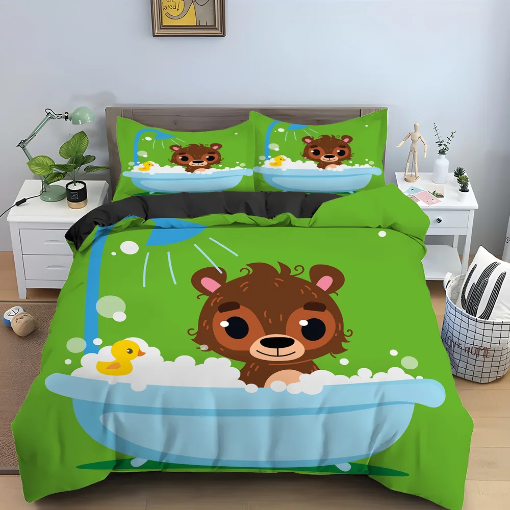 

Small Animal Bath Pattern Multiple Color Duvet Cover Set Bed Pillowcases Multi Size 100% Polyester