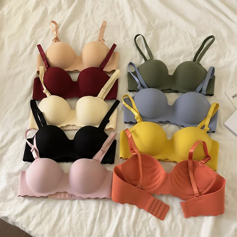 Female Lingerie 11 Color Women No Wire Lingerie Push Up Underwear Soft Seamless Bra Thin Bras Breathable Gathered Lingerie