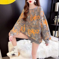 2022 fashion women oversize sweatshirt letter print female long sleeve top streetwear harajuku crewneck anime gothic style