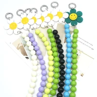 new round bead acrylic color sunflower mobile phone case chain diy resin luggage accessories mobile phone chain