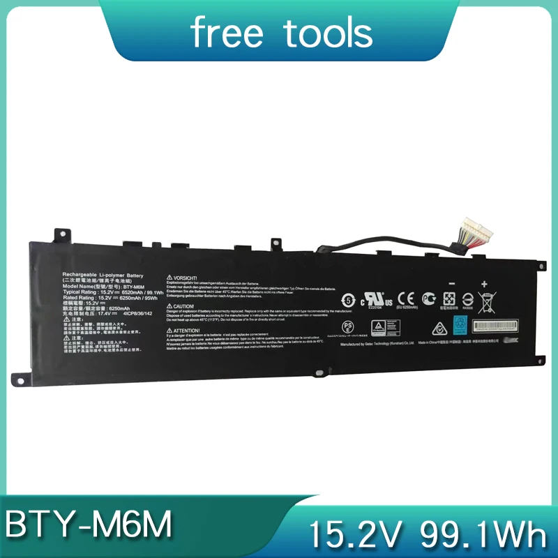 Новый аккумулятор для ноутбука BTY-M6M MSI Creator 15 A10SD A10SDT A10SE A10SET A10SEV A10SF A10SFT A10SGS GE76 Raider