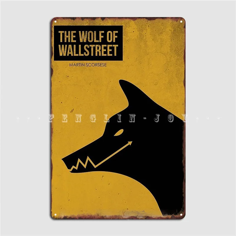 

Металлический плакат с изображением волка на стене и улице