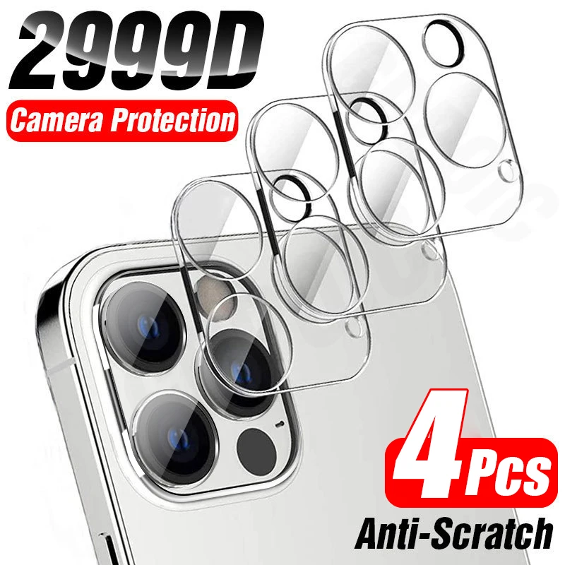 Protector de cristal para lente de cámara, Protector de cristal templado para iPhone 11, 12, 13, 14 Pro Max, 14 Plus, 12, 13, 4 unidades