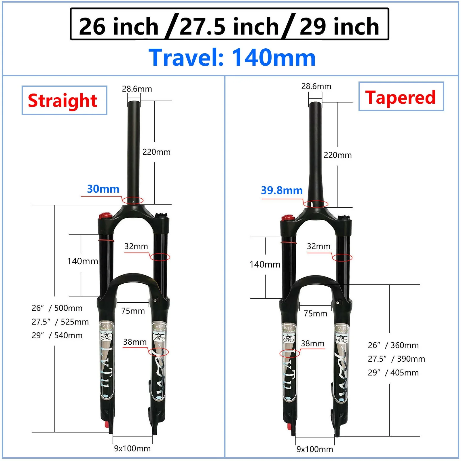 AttLvTu Передняя Вилка c Пневматической Подвеской для Горного Велосипеда МТБ 26 27 5 29