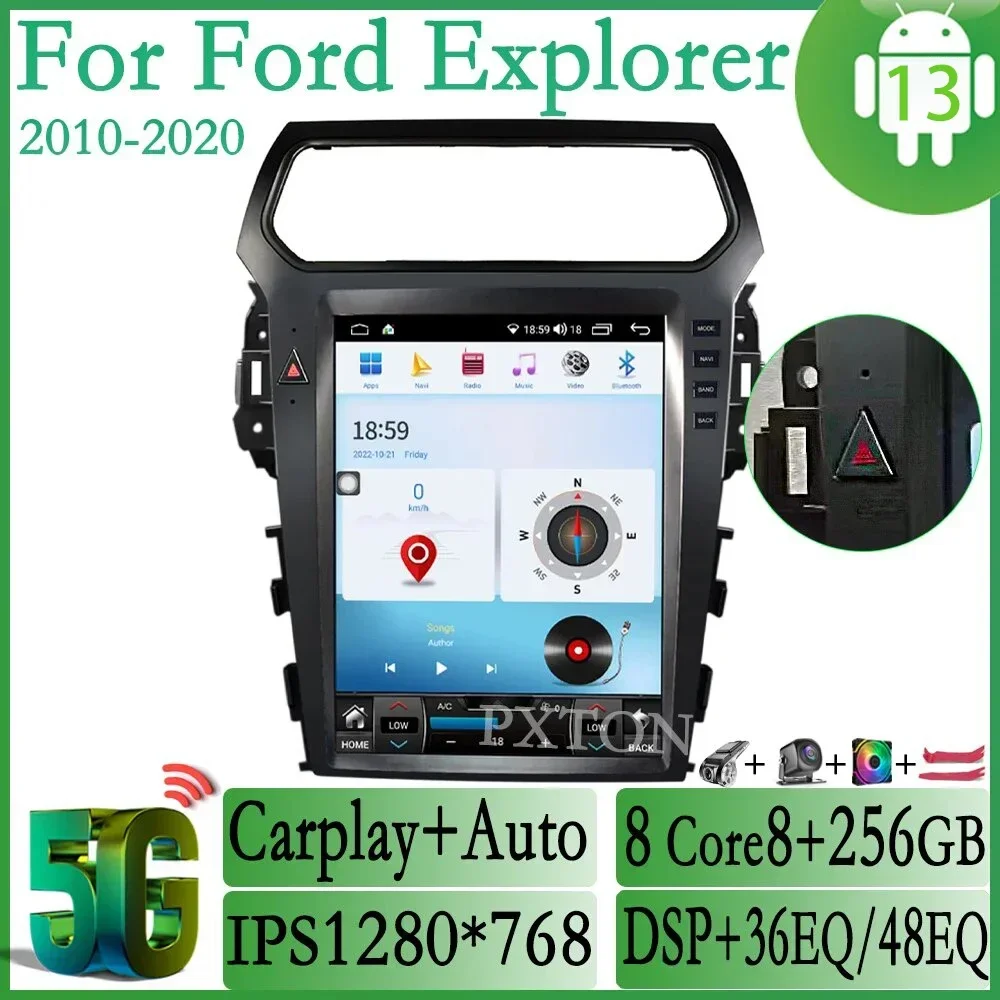 

Pxton For Ford Explorer 2010-2020 Android 13 Car Multimedia Video Player GPS Navigation 8+256G Carplay Dual System 4G Ite