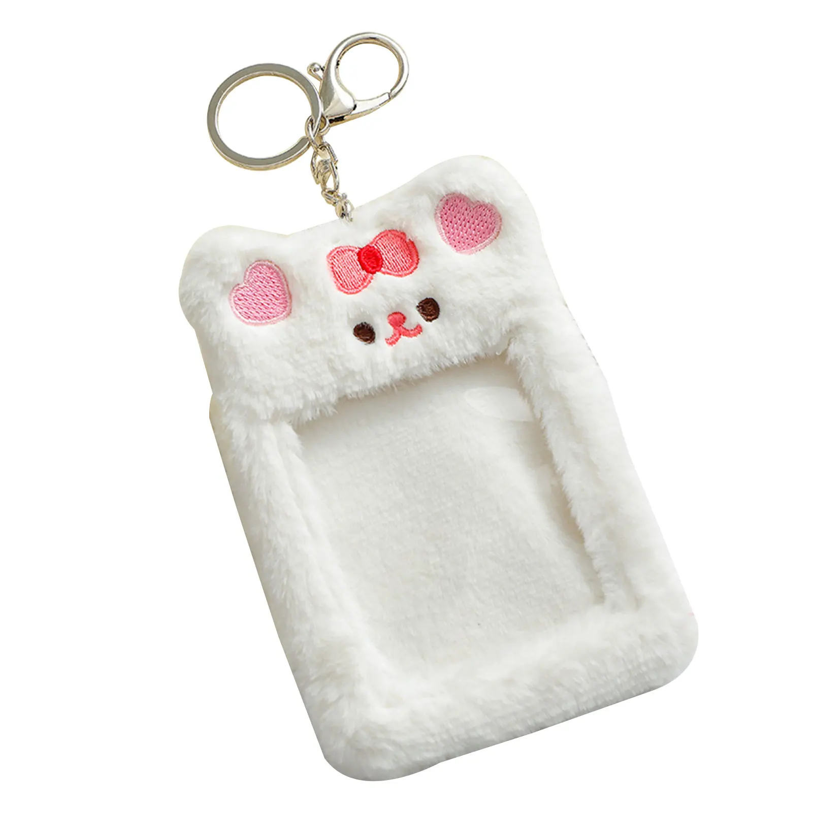 

With Keychain Collection Display Soft Plush Lightweight Kids Gift Cute Cartoon Card Cover Portable Anti Scratch Photocard Holder