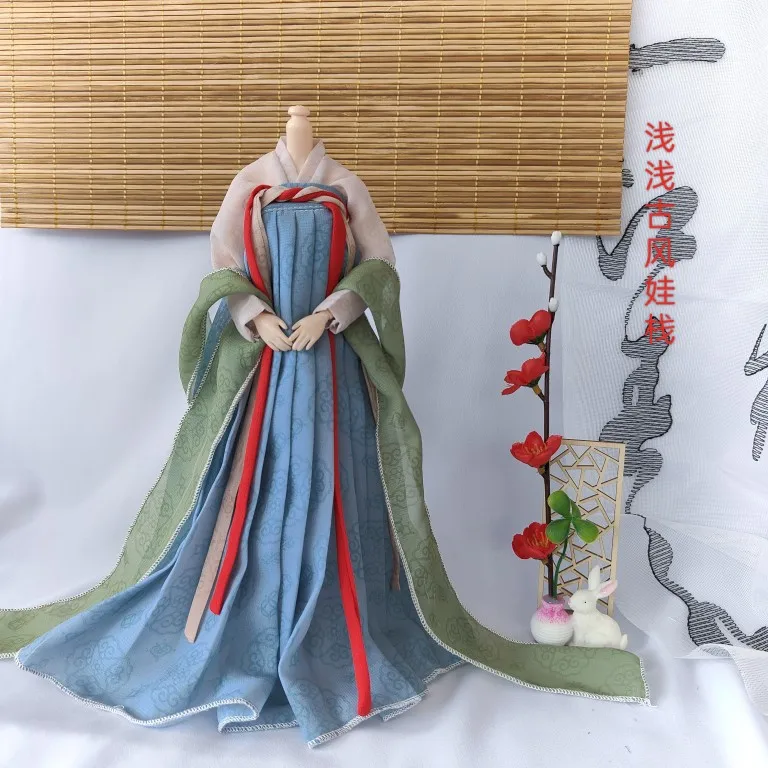 

customize Long Dress 1/6 Scale Female Song Dynasty Hanfu Chinese Ancient Clothes Fit 30cm BJD Soldier Action Figure Body