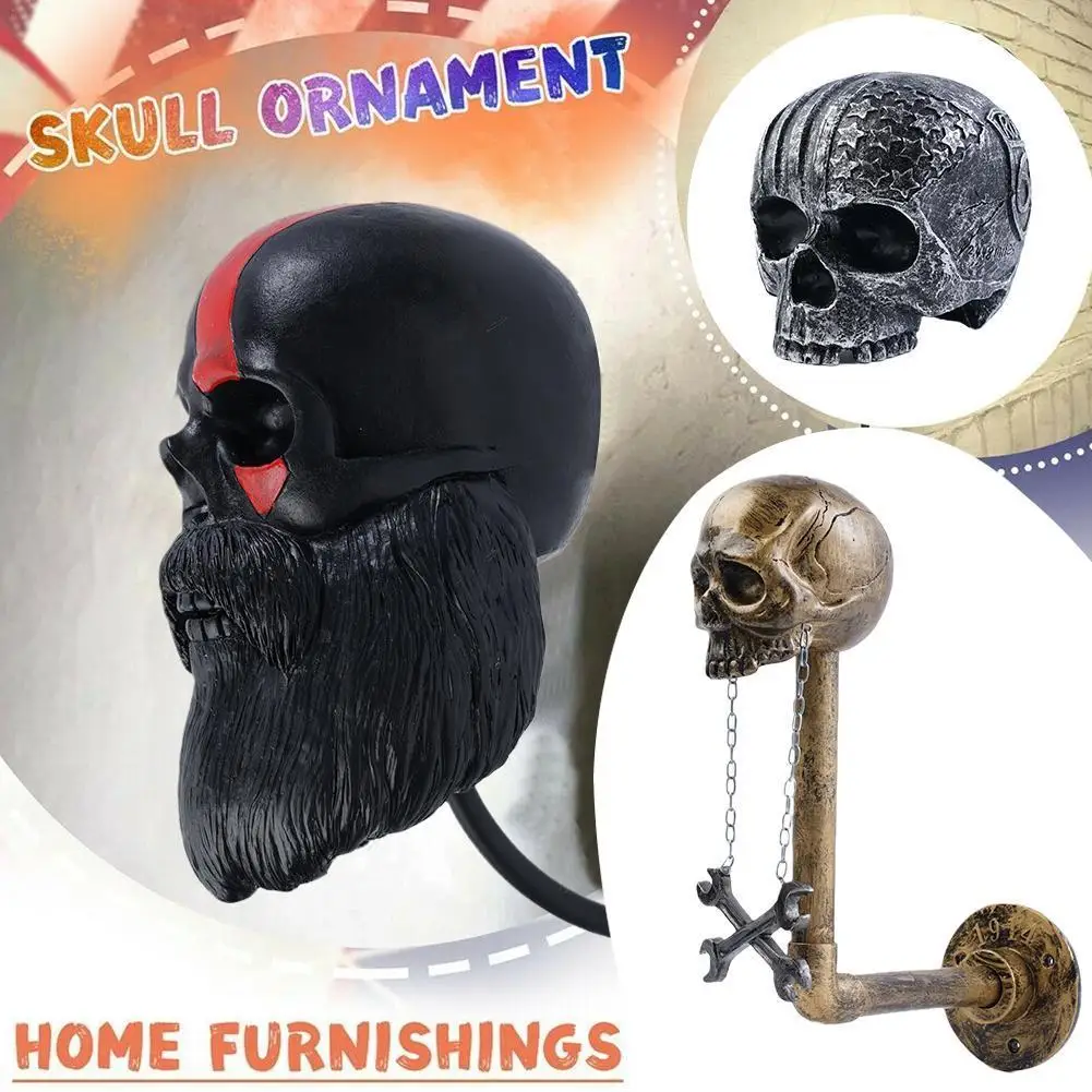 

Motorcycle Skull Helmet Holder Creative Resin Craft Skull Helmet Holder Halloween Horror Retro Interior Wall Decoration Gift