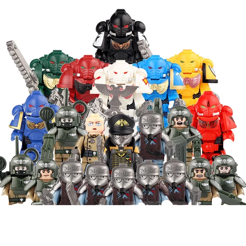 

Imperial Guard Corps War Mini Hammer Figures Building Blocks Military Space Game Marines Bolter Weapons Bricks Toys Gifts 40K